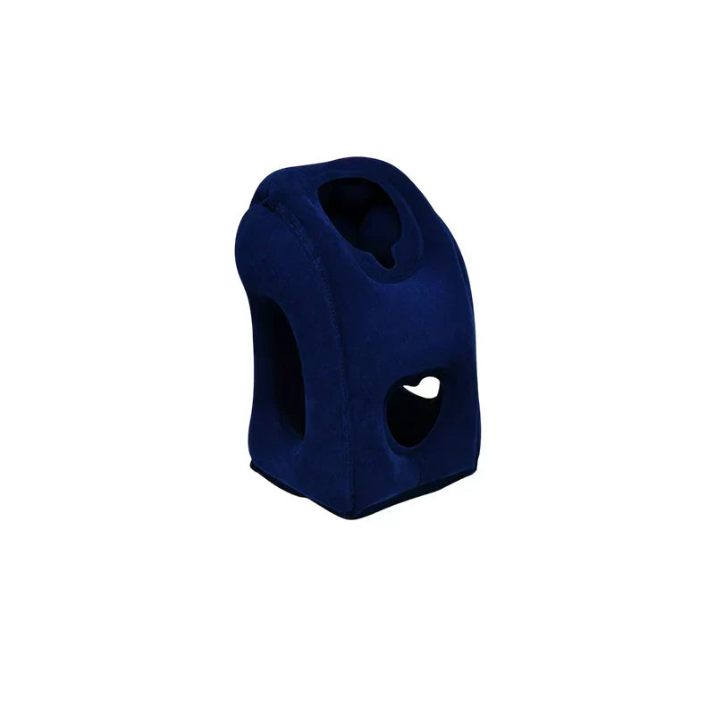 Cuscino da viaggio gonfiabile ✈️🚞😴 Tessuto floccato morbido e valvola larga per gonfiaggio veloce, offre supporto ergonomico al collo su voli, treno o in ufficio, per riposare senza dolori cervicali.