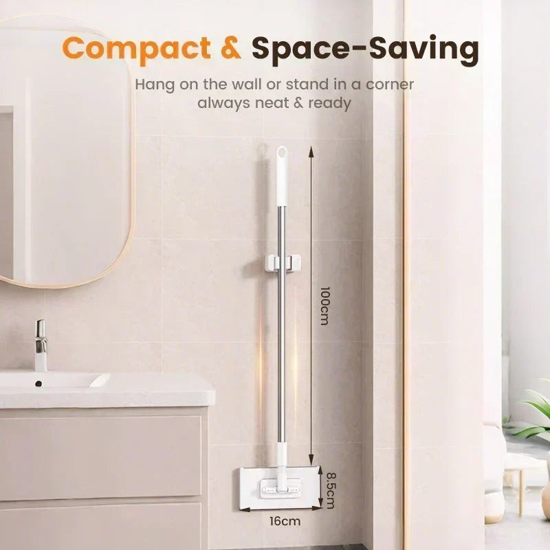 Mop piatto con manico in acciaio inox 🧼💧♻️ Panno rimovibile con 4 panni inclusi, puoi usare pezze distinte per ogni zona, pulisci pavimenti, pareti, armadi e sanitari in posizione eretta, evitando dolori alla schiena e contatto con acqua sporca.