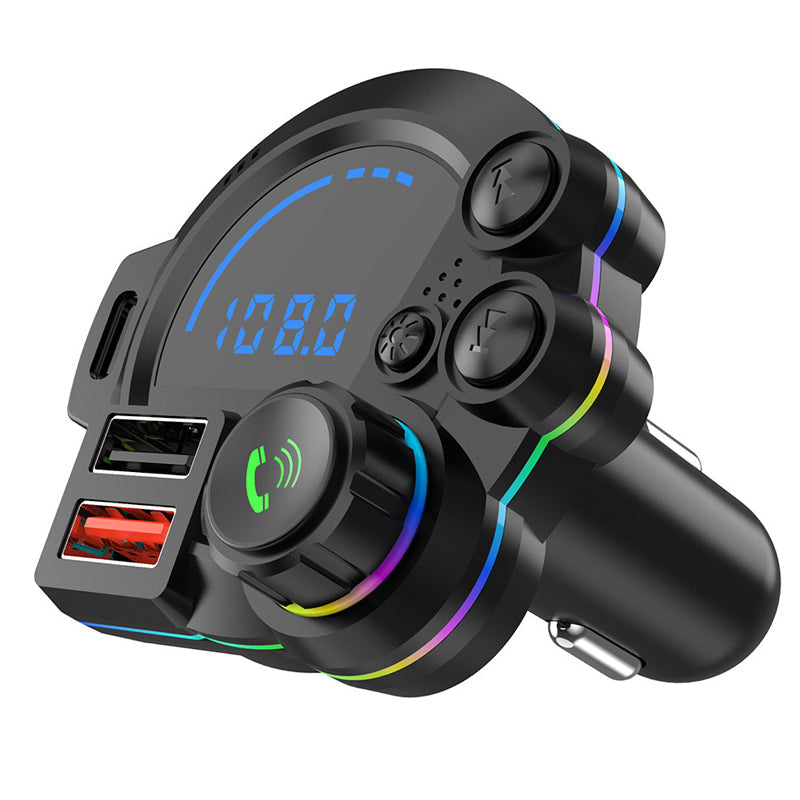 Trasmettitore audio FM per auto 🎤Microfono Integrato|⚙️Gestione Intelligente|🚗Sicurezza Guida. 📶Le chiamate vivavoce mantengono le mani sul volante, evitando distrazioni quando ci sono bambini o animali all'interno dell'auto.
