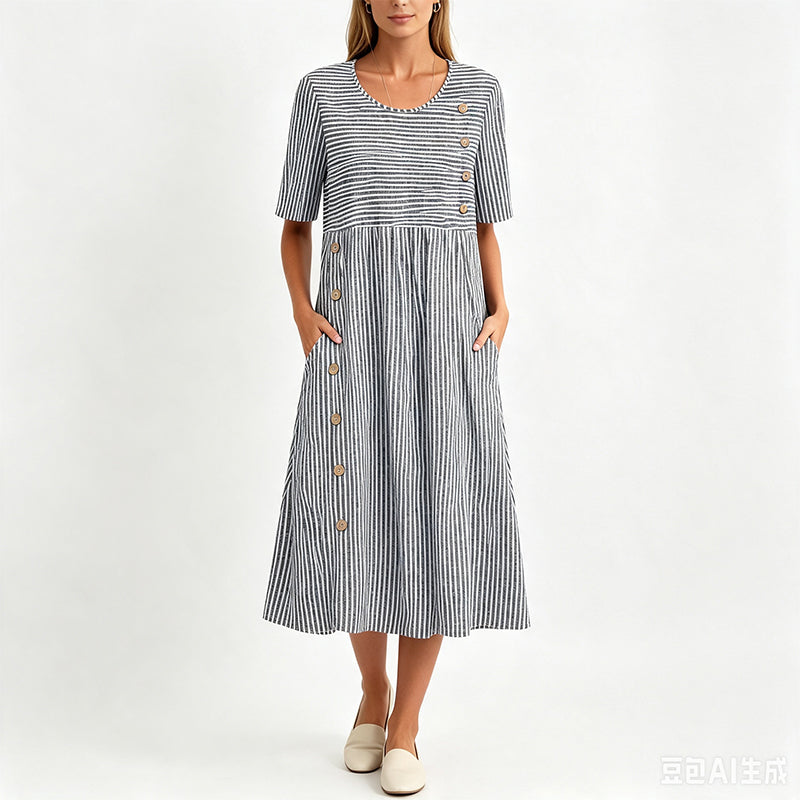 🎉 Abito casual da donna a righe con vestibilità comoda