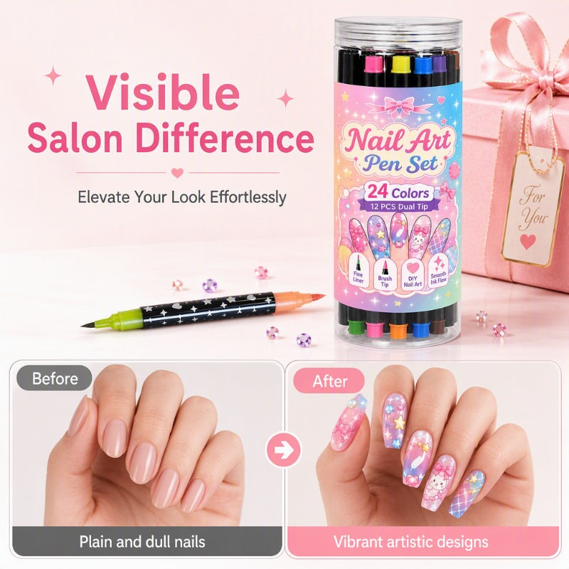 🔥 -50% Oggi: Set Penne per Nail Art a Doppia Punta – 24 colori vibranti, tratti precisi e riempimento fluido. Ideale per manicure fai da te. 💅🎨