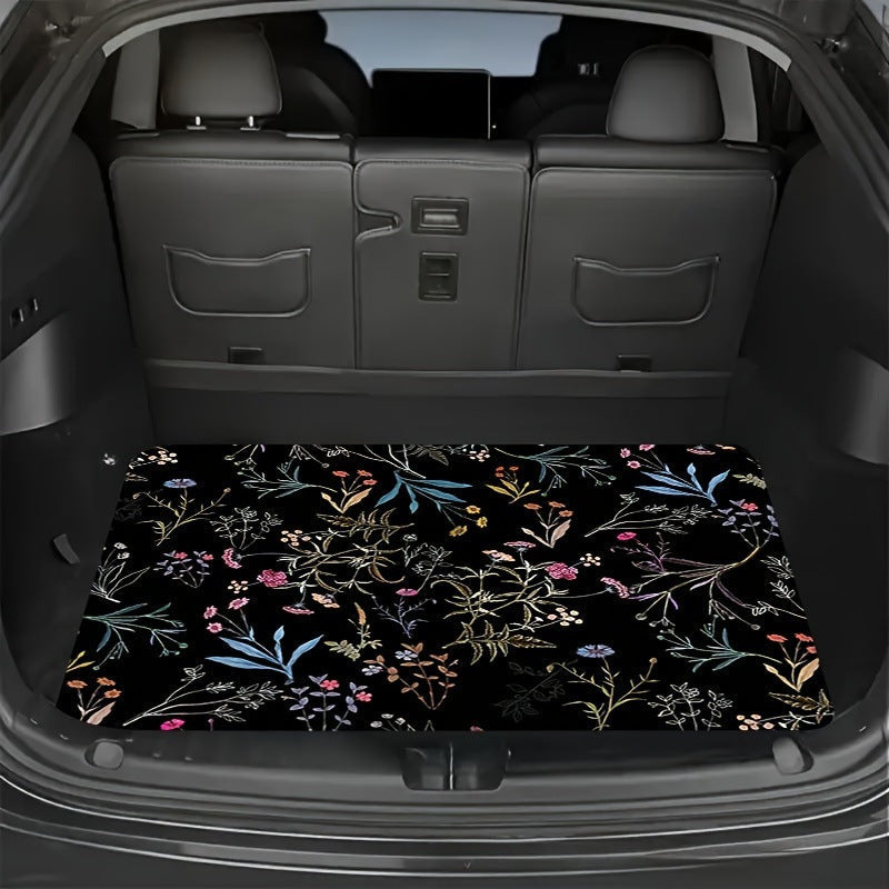 Tappeto da bagagliaio universale in velluto cristallo 🚗✨🧵 realizzato in velluto cristallo, con fondo a puntini e bordi a doppia cucitura, mantiene stabile il tappeto durante la guida e intrappola polvere e detriti per mantenere il bagagliaio ordinato.