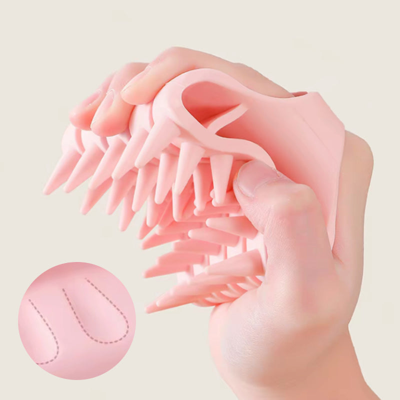 Spazzola massaggiante per cuoio capelluto 🛁🧴💧 Punte silicone flessibili, uso bagnato/asciutto, impugnatura antiscivolo. Massaggia dolcemente, rimuove impurità senza graffiare cute o danneggiare unghie.