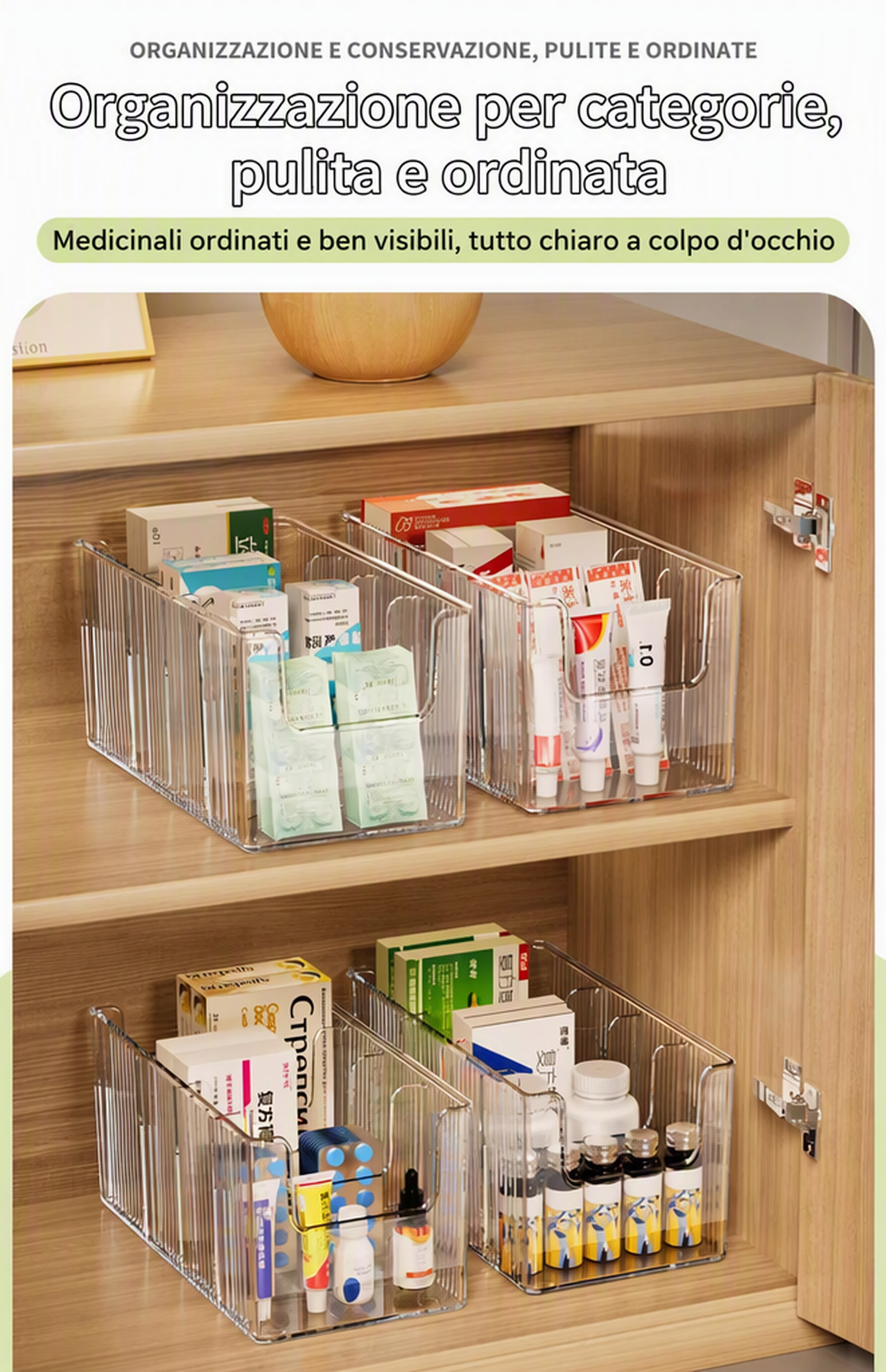💊 Organizer Portamedicinali Estensibile | Trasparente, Tutto a Colpo d’Occhio 👀 | Telescopico da 24,5 a 43 cm 📏 | Scomparti Separati Ordinati ✨ | Perfetto per Armadietti, Cassetti e Prima Cassetta 🗄️