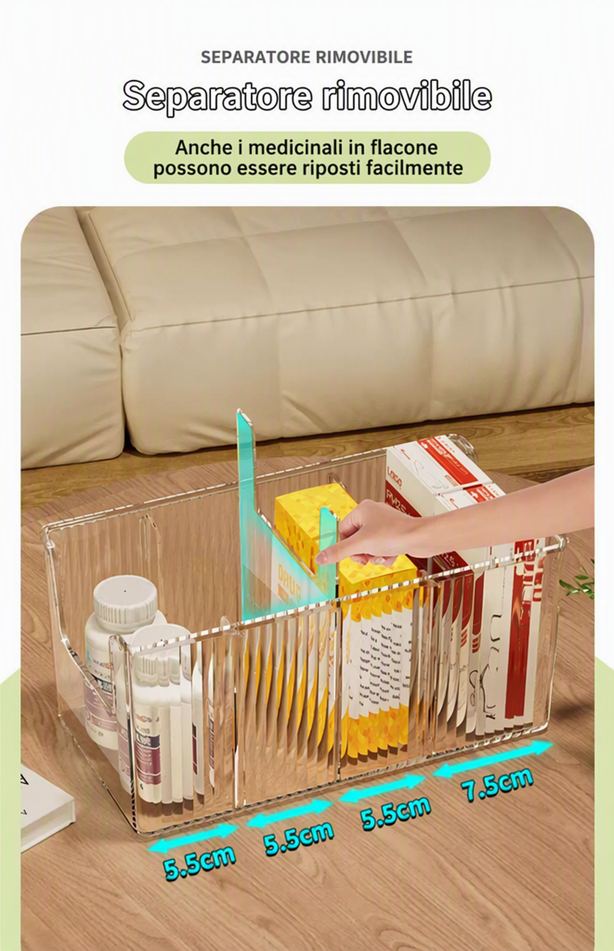 💊 Organizer Portamedicinali Estensibile | Trasparente, Tutto a Colpo d’Occhio 👀 | Telescopico da 24,5 a 43 cm 📏 | Scomparti Separati Ordinati ✨ | Perfetto per Armadietti, Cassetti e Prima Cassetta 🗄️