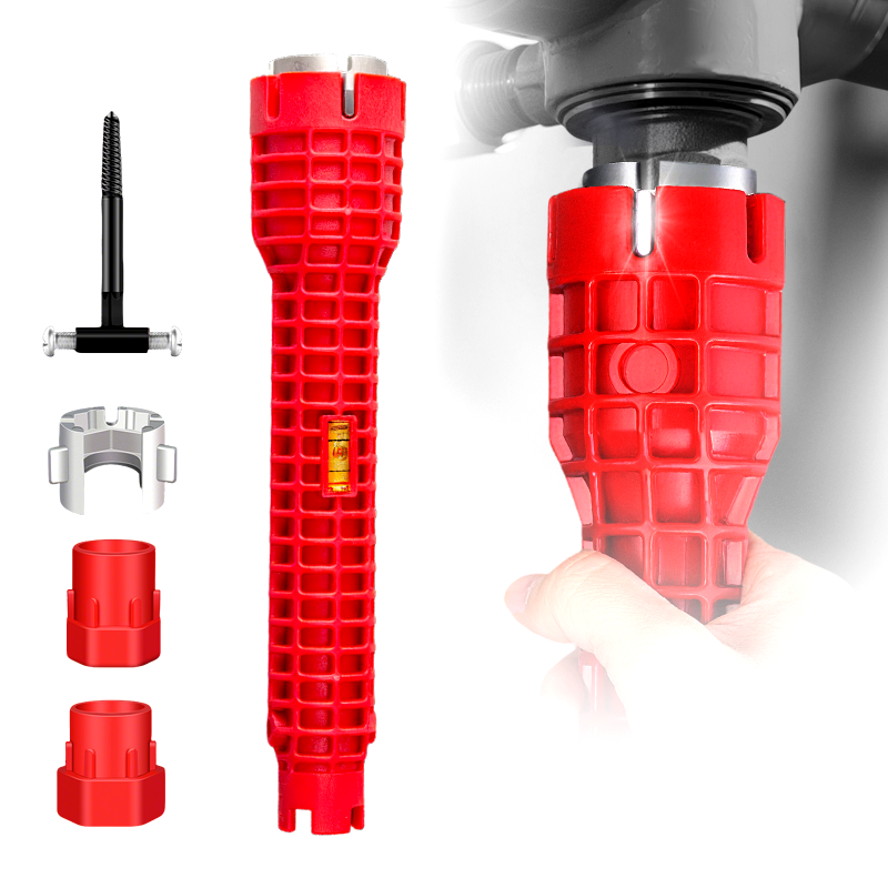 Chiave a bussola domestica a doppia testa 16 in 1 🛠️🏠💧 Strumento multifunzione che raggiunge gli spazi ristretti sotto i lavabi, non graffa le finiture cromate e permette di montare e smontare rubinetti senza chiamare un tecnico esterno.