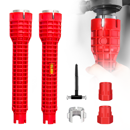 Chiave a bussola domestica a doppia testa 16 in 1 🛠️🏠💧 Strumento multifunzione che raggiunge gli spazi ristretti sotto i lavabi, non graffa le finiture cromate e permette di montare e smontare rubinetti senza chiamare un tecnico esterno.