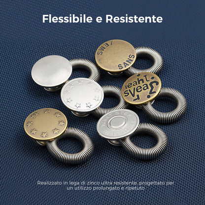 🎀Bottone Estensore per Vita con Molla in Metallo 👖✨🧘 Realizzato in metallo resistente, si applica senza cuciture e aggiunge elasticità alla vita dei pantaloni, mantenendo un aspetto discreto per indossare i capi preferiti senza sensazioni di tensione.