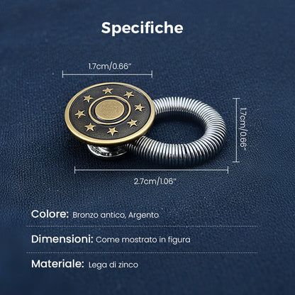 🎀Bottone Estensore per Vita con Molla in Metallo 👖✨🧘 Realizzato in metallo resistente, si applica senza cuciture e aggiunge elasticità alla vita dei pantaloni, mantenendo un aspetto discreto per indossare i capi preferiti senza sensazioni di tensione.
