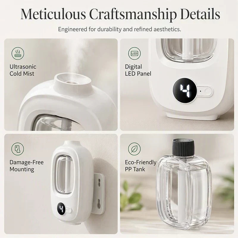 Diffusore Intelligente Aromaterapia 💨⏱️🔋 Con atomizzazione a ultrasuoni e timer a 4 livelli, questo diffusore ricaricabile da 1500mAh diffonde la fragranza in modo uniforme fino a 80 m² e crea un ambiente rilassante nello spazio personale.