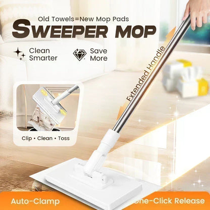 Mop piatto con manico in acciaio inox 🧼💧♻️ Panno rimovibile con 4 panni inclusi, puoi usare pezze distinte per ogni zona, pulisci pavimenti, pareti, armadi e sanitari in posizione eretta, evitando dolori alla schiena e contatto con acqua sporca.