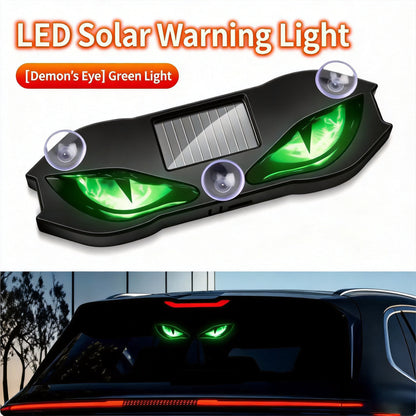 Luce Auto Occhio di Diavolo 🎬🔋🧲 Effetto luminoso lampeggiante stile cinematografico, ricarica solare e USB, montaggio a ventosa senza danni, dona alla tua auto un look unico e riconoscibile di notte.