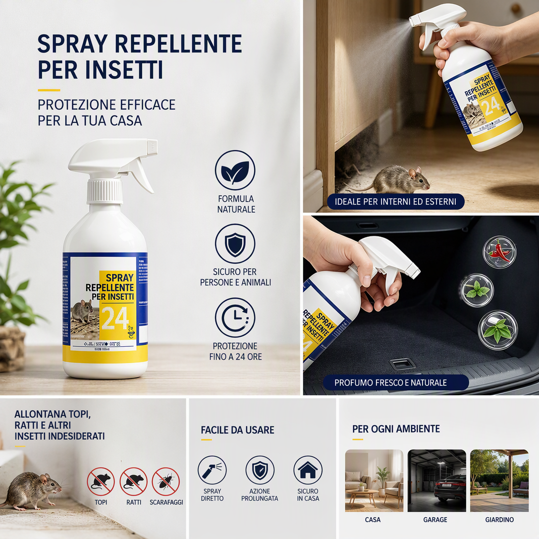 Spray Universale Anti-Roditore 📦🔧⏳ Formula versatile, spray pronto all’uso, crea una barriera duratura per allontanare i roditori da magazzino e auto, protegge cavi e merci evitando costose riparazioni.