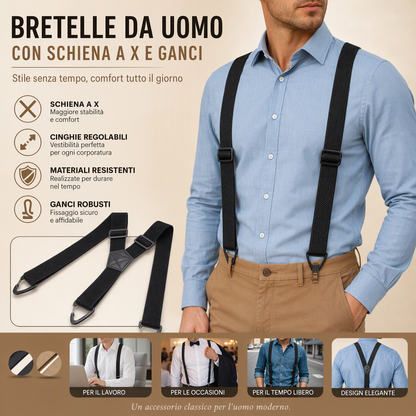 Bretelle da uomo con schiena X/Y e ganci 🧵🔗💪