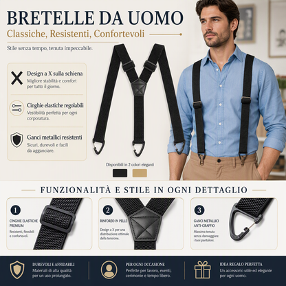 Bretelle da uomo con schiena X/Y e ganci 🧵🔗💪
