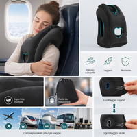 Cuscino da viaggio gonfiabile ✈️🚞😴 Tessuto floccato morbido e valvola larga per gonfiaggio veloce, offre supporto ergonomico al collo su voli, treno o in ufficio, per riposare senza dolori cervicali.