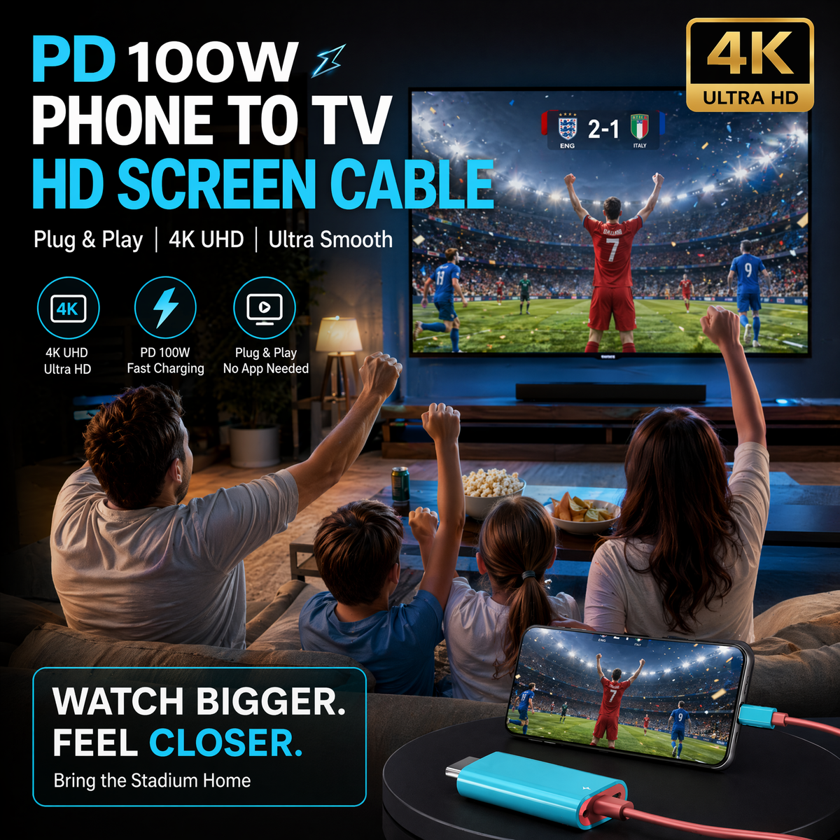 🎮📱➡️🖥️ Cavo USB-C HDMI 2M con PD 100W — Proietta Switch, Tablet & Telefono sulla TV | Gioca & Ricarica Insieme