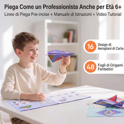 ✈️  Kit Aeroplani di Carta Fai da Te - Costruisci e Lancia 16 Modelli, Giocattolo STEM Educativo per Bambini 6-12 Anni 🎯🧠