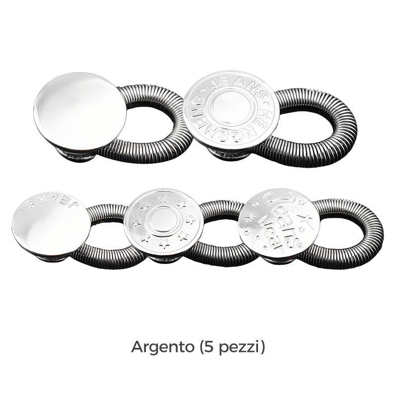 🎀Bottone Estensore per Vita con Molla in Metallo 👖✨🧘 Realizzato in metallo resistente, si applica senza cuciture e aggiunge elasticità alla vita dei pantaloni, mantenendo un aspetto discreto per indossare i capi preferiti senza sensazioni di tensione.