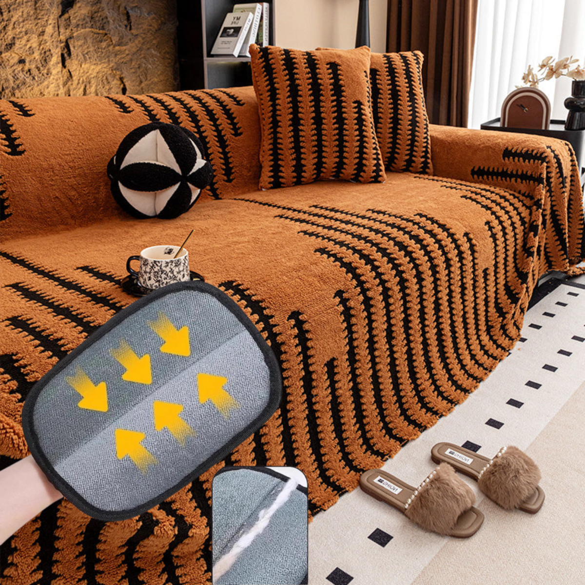 Copridivano in Peluche 🛋️✨🧺 Morbido peluche al tatto, con fondo antiscivolo e lavabile in lavatrice, protegge il divano da macchie e usura e conserva un ambiente di relax confortevole ogni giorno.