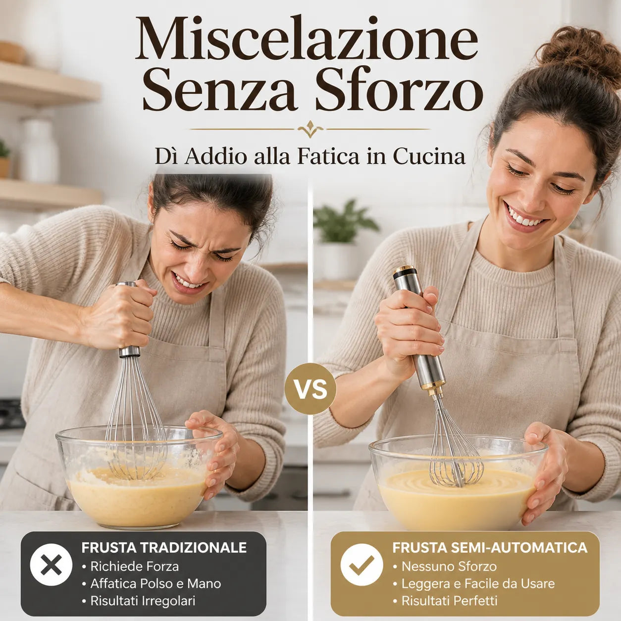 🔥 50% di sconto! 🥚🍳 Frusta a mano semiautomatica in acciaio inox 🔧✨