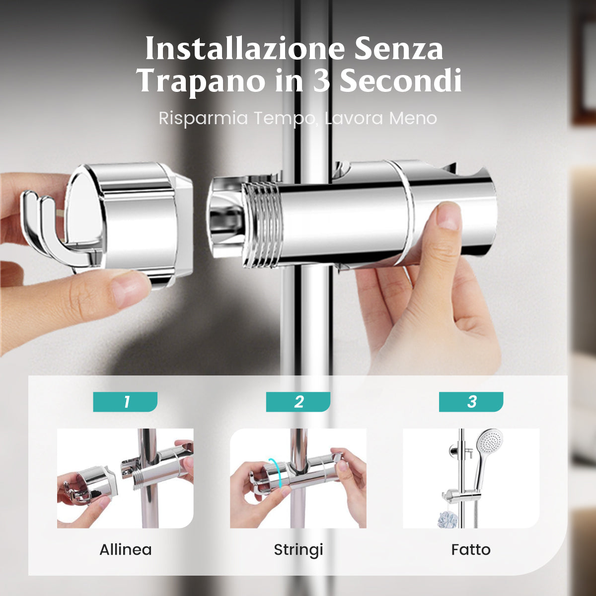 Supporto per doccetta senza trapano 🚿👨‍👩‍👧🛁