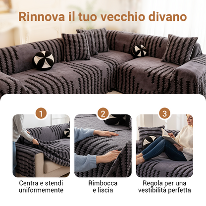 Copridivano in Peluche 🛋️✨🧺 Morbido peluche al tatto, con fondo antiscivolo e lavabile in lavatrice, protegge il divano da macchie e usura e conserva un ambiente di relax confortevole ogni giorno.