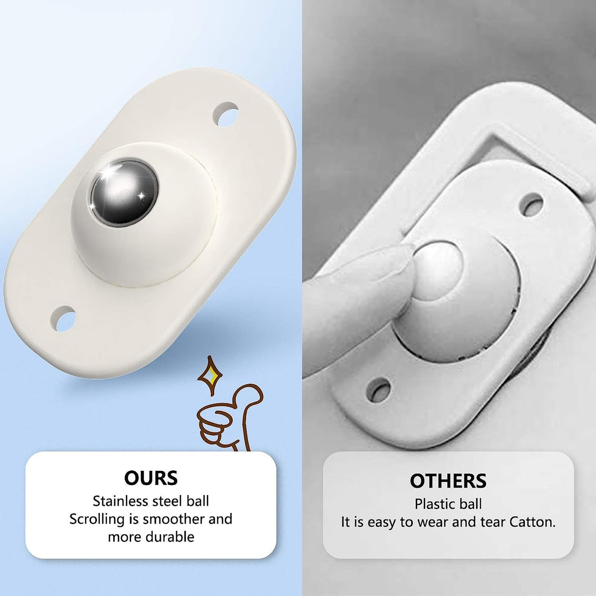 🥳Ruote Adesive Universali 🔘⚙️🩹 Con rotazione a 360 gradi e scorrimento silenzioso, queste carrucole in ABS si incollano senza forature e ti permettono di spostare facilmente scatole pesanti durante le pulizie personali.