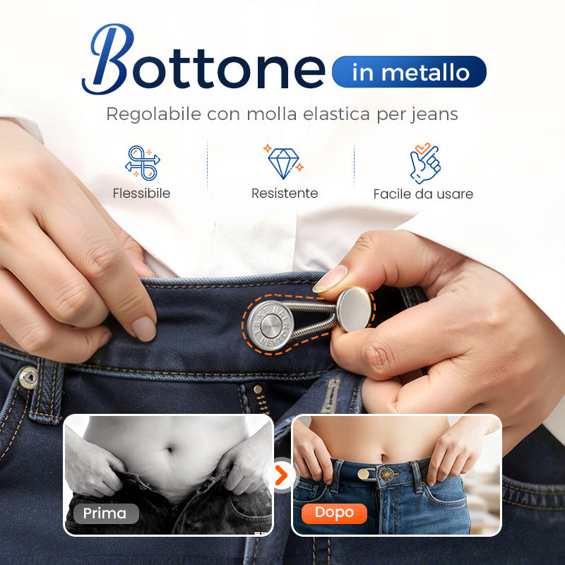 🎀Bottone Estensore per Vita con Molla in Metallo 👖✨🧘 Realizzato in metallo resistente, si applica senza cuciture e aggiunge elasticità alla vita dei pantaloni, mantenendo un aspetto discreto per indossare i capi preferiti senza sensazioni di tensione.