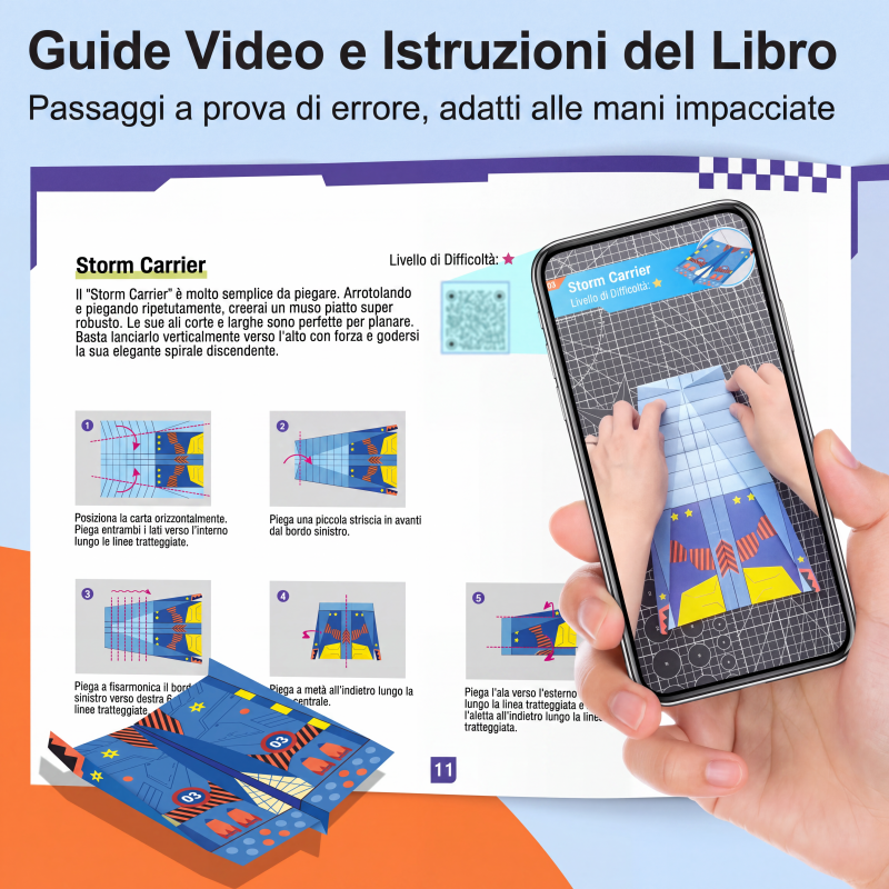 ✈️  Kit Aeroplani di Carta Fai da Te - Costruisci e Lancia 16 Modelli, Giocattolo STEM Educativo per Bambini 6-12 Anni 🎯🧠