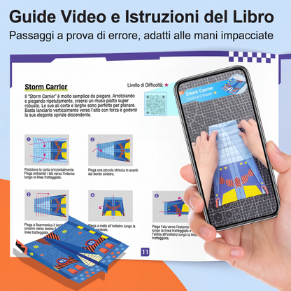 ✈️  Kit Aeroplani di Carta Fai da Te - Costruisci e Lancia 16 Modelli, Giocattolo STEM Educativo per Bambini 6-12 Anni 🎯🧠