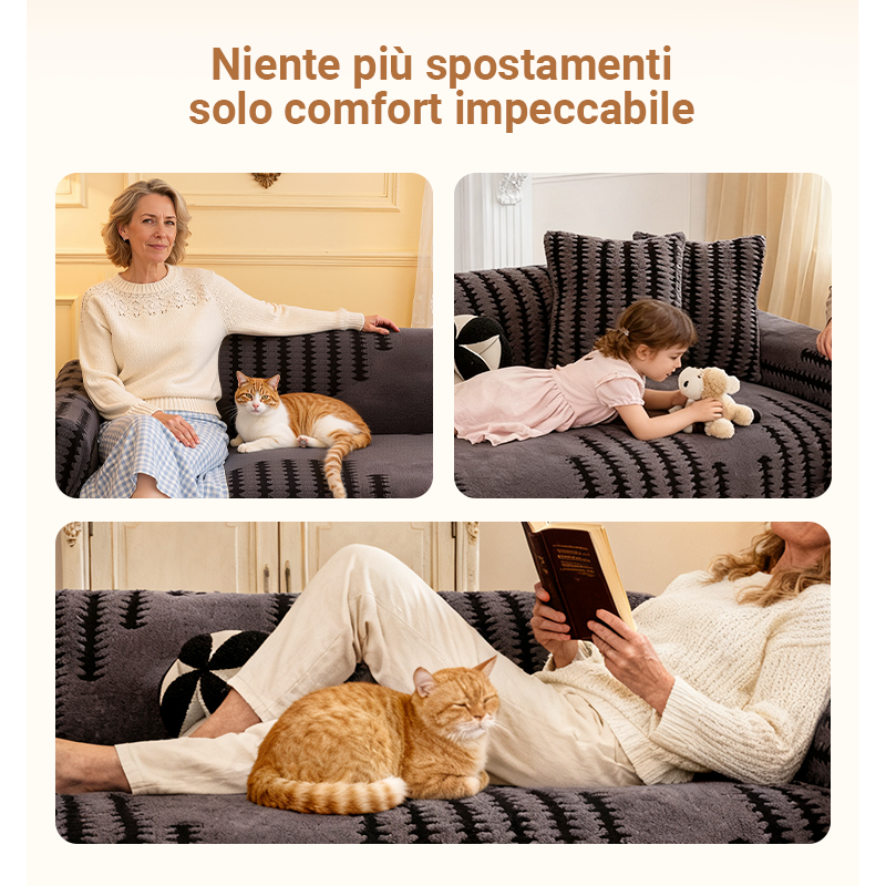 Copridivano in Peluche 🛋️✨🧺 Morbido peluche al tatto, con fondo antiscivolo e lavabile in lavatrice, protegge il divano da macchie e usura e conserva un ambiente di relax confortevole ogni giorno.