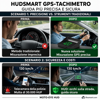 Head-Up-Display (HUD) con GPS automatico e tachimetro digitale