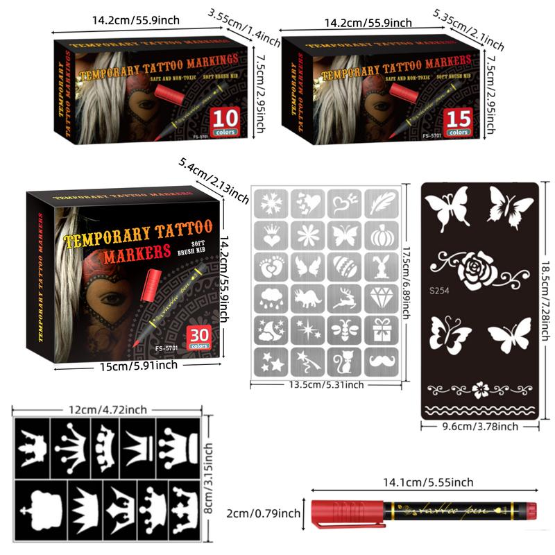 Set di pennarelli per tatuaggi temporanei in 10/15 colori 🖊️