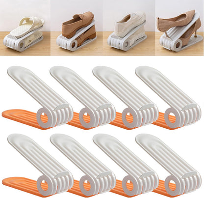 Porta scarpe doppio ripiano 🥿📦💧, realizzato in PP, riduce del 50% lo spazio occupato dalle calzature, altezza regolabile e superficie antiscivolo per organizzare facilmente la tua scarpiera.