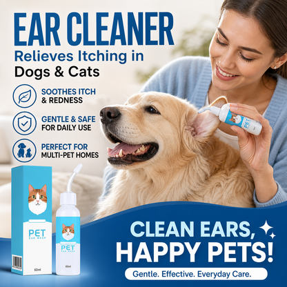 Soluzione detergente per le orecchie per cani e gatti 👂🌿🩹 Con formula botanica priva di antibiotici e punta silicone morbida, scioglie il cerume e lenisce prurito e rossore, mantiene le orecchie del pet pulite e confortevoli.