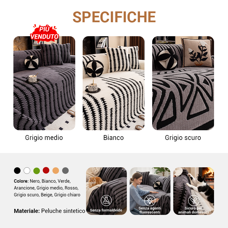Copridivano in Peluche 🛋️✨🧺 Morbido peluche al tatto, con fondo antiscivolo e lavabile in lavatrice, protegge il divano da macchie e usura e conserva un ambiente di relax confortevole ogni giorno.