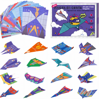 ✈️  Kit Aeroplani di Carta Fai da Te - Costruisci e Lancia 16 Modelli, Giocattolo STEM Educativo per Bambini 6-12 Anni 🎯🧠