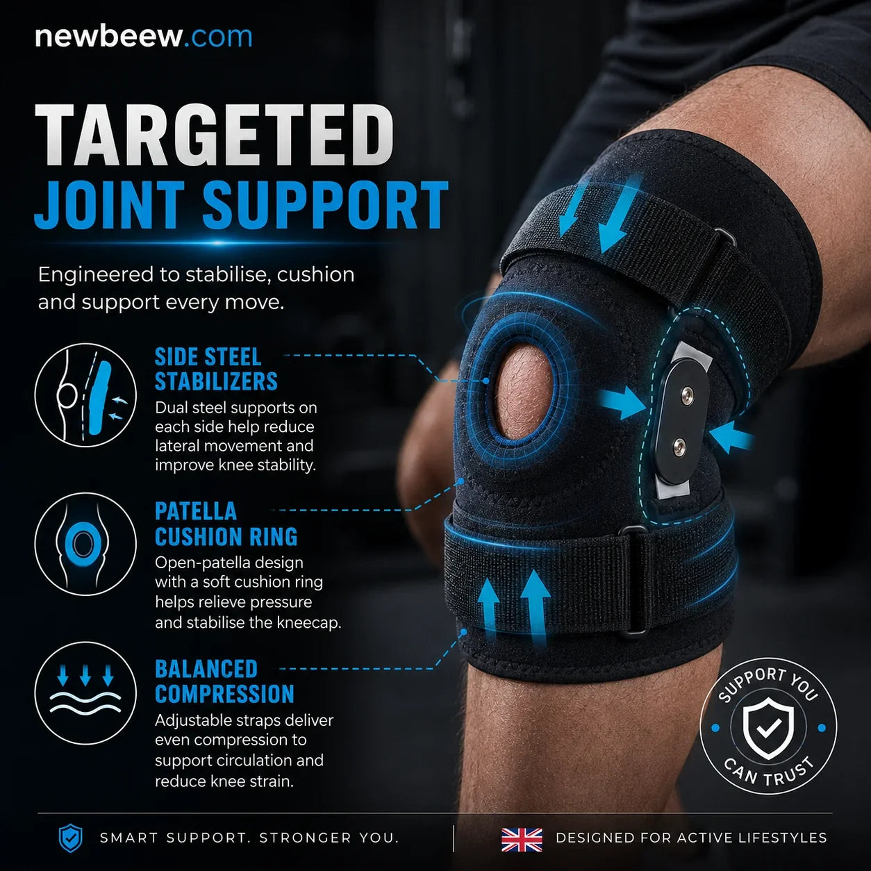 🦵 Ginocchiera Traspirante e Regolabile – Supporto Articolare Leggero per Sport e Vita Quotidiana, Comfort Ottimale 🏃‍♂️📦