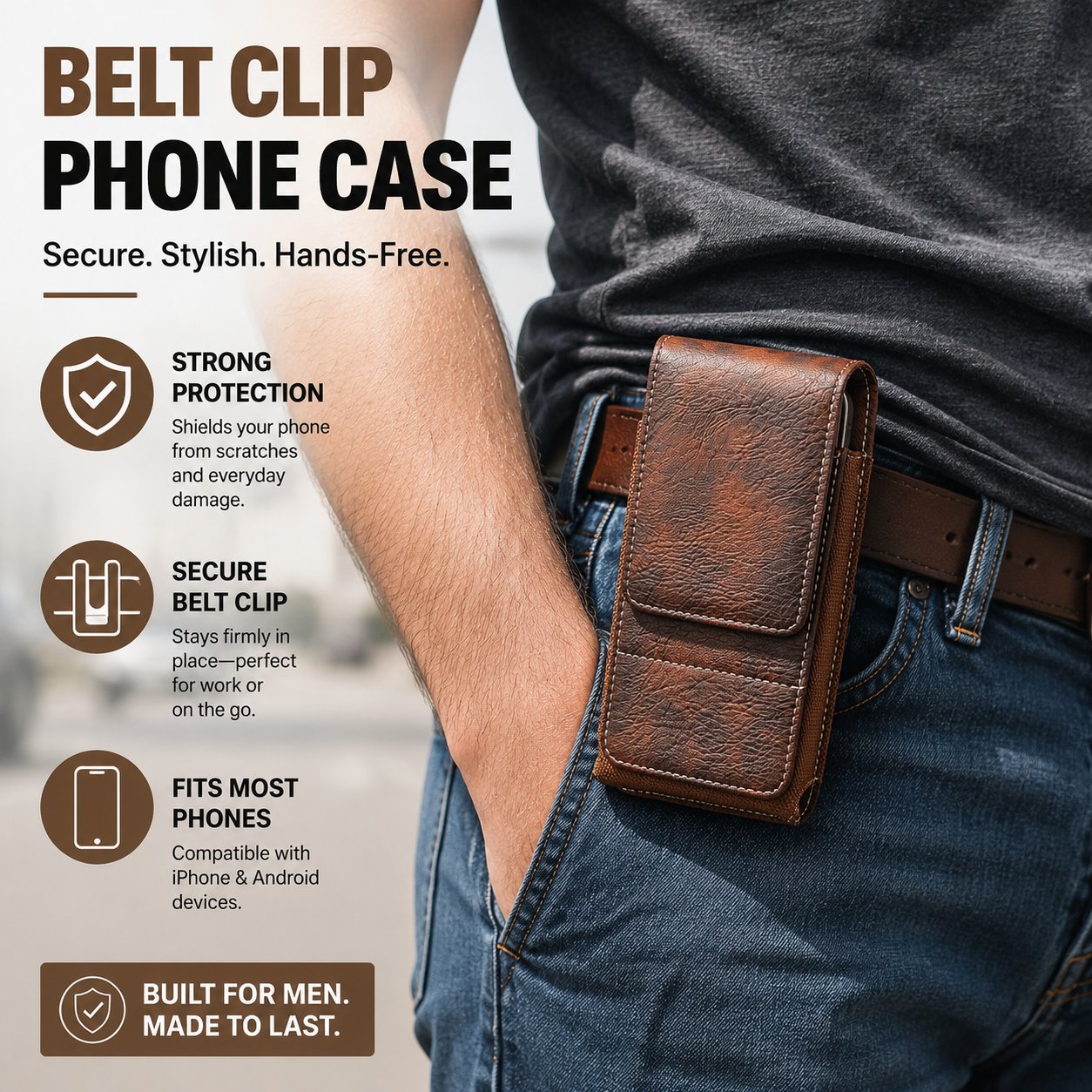 ❄️Sconto estivo del 50%!📱Portacellulare da cintura con chiusura magnetica – Robusto porta-smartphone con clip, passante per cintura e scomparto per carte