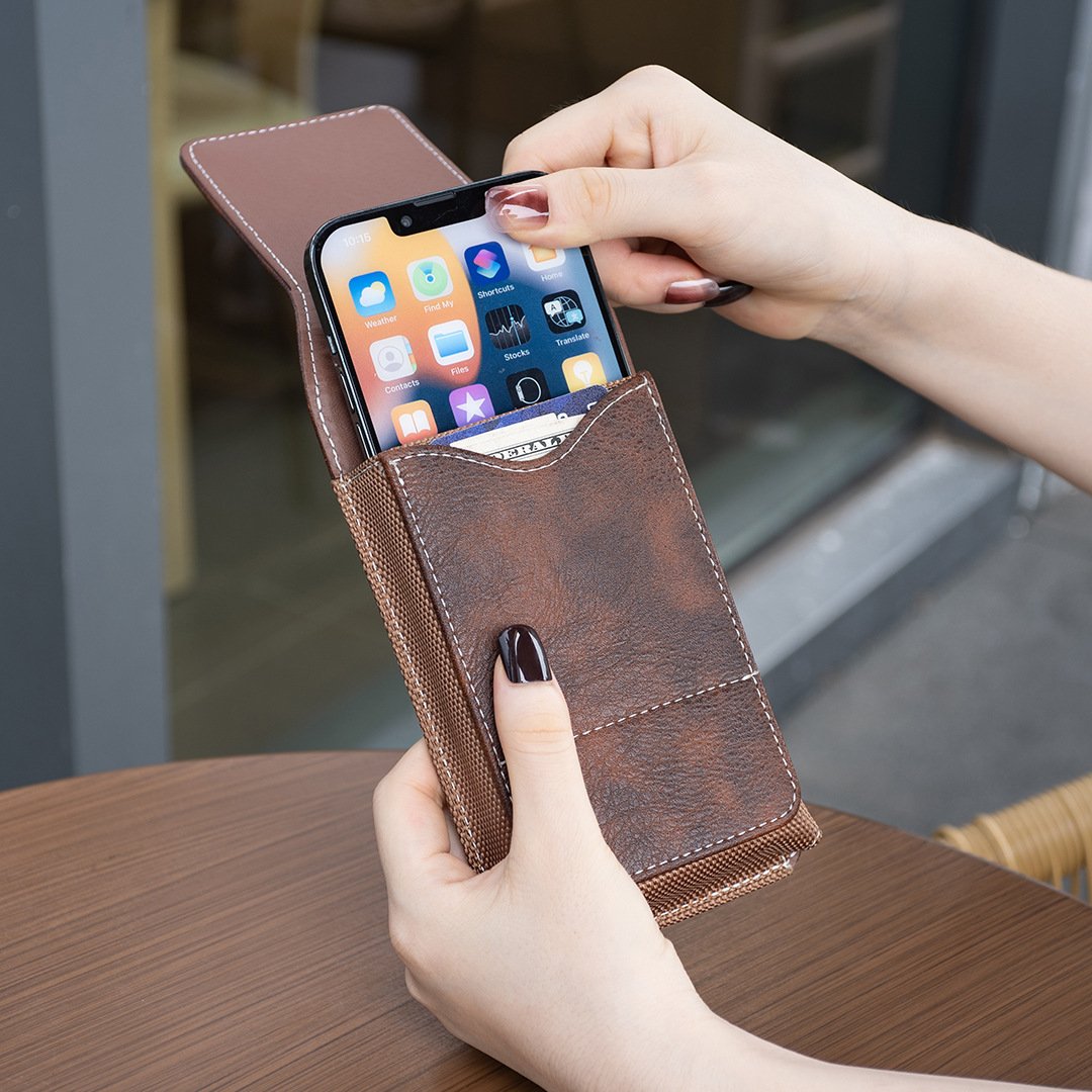 ❄️Sconto estivo del 50%!📱Portacellulare da cintura con chiusura magnetica – Robusto porta-smartphone con clip, passante per cintura e scomparto per carte