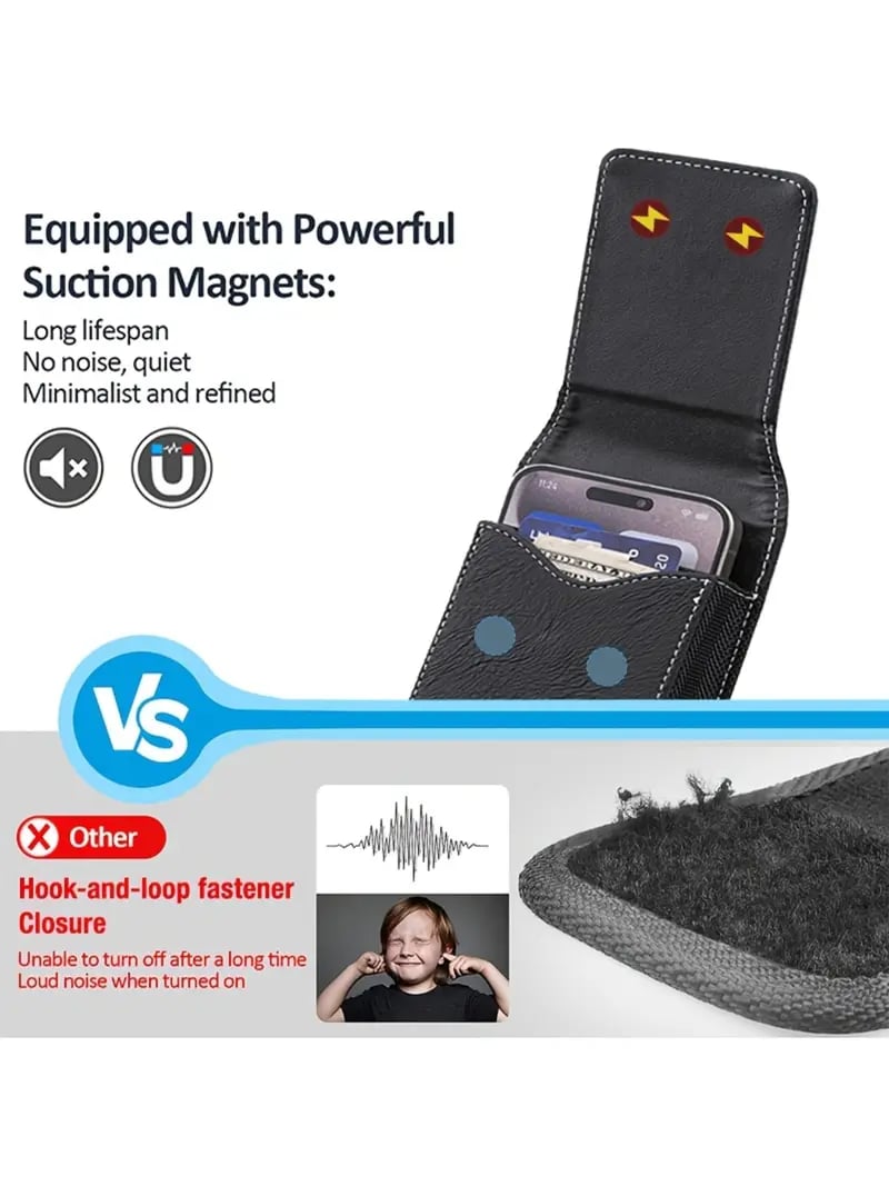 ❄️Sconto estivo del 50%!📱Portacellulare da cintura con chiusura magnetica – Robusto porta-smartphone con clip, passante per cintura e scomparto per carte