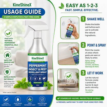 🗑️Spray Repellente per Insetti all'Olio di Menta Piperita Naturale – Massima Efficacia – Formula Profumata Sicura per Casa e Giardino