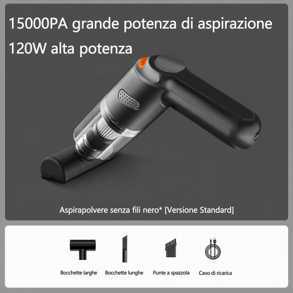 Aspirapolvere portatile senza fili 🚗🏠💨 leggero e senza cavi, con forte aspirazione e filtro lavabile, usa gli ugelli intercambiabili per pulire auto e scrivanie senza sforzo e terminare la pulizia velocemente.