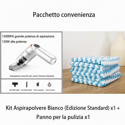 Aspirapolvere portatile senza fili 🚗🏠💨 leggero e senza cavi, con forte aspirazione e filtro lavabile, usa gli ugelli intercambiabili per pulire auto e scrivanie senza sforzo e terminare la pulizia velocemente.