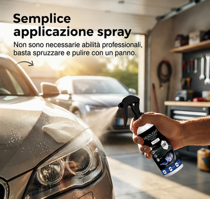 ⏰Kit Restauratore Fari Auto 💡🧴⏱️ Spray restauratore da 100 ml e agente protettivo UV da 20 ml, formula senza abrasivi, ripristina la trasparenza dei fari opachi in pochi minuti per una migliore visibilità notturna.
