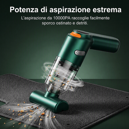 Aspirapolvere portatile senza fili 🚗🏠💨 leggero e senza cavi, con forte aspirazione e filtro lavabile, usa gli ugelli intercambiabili per pulire auto e scrivanie senza sforzo e terminare la pulizia velocemente.