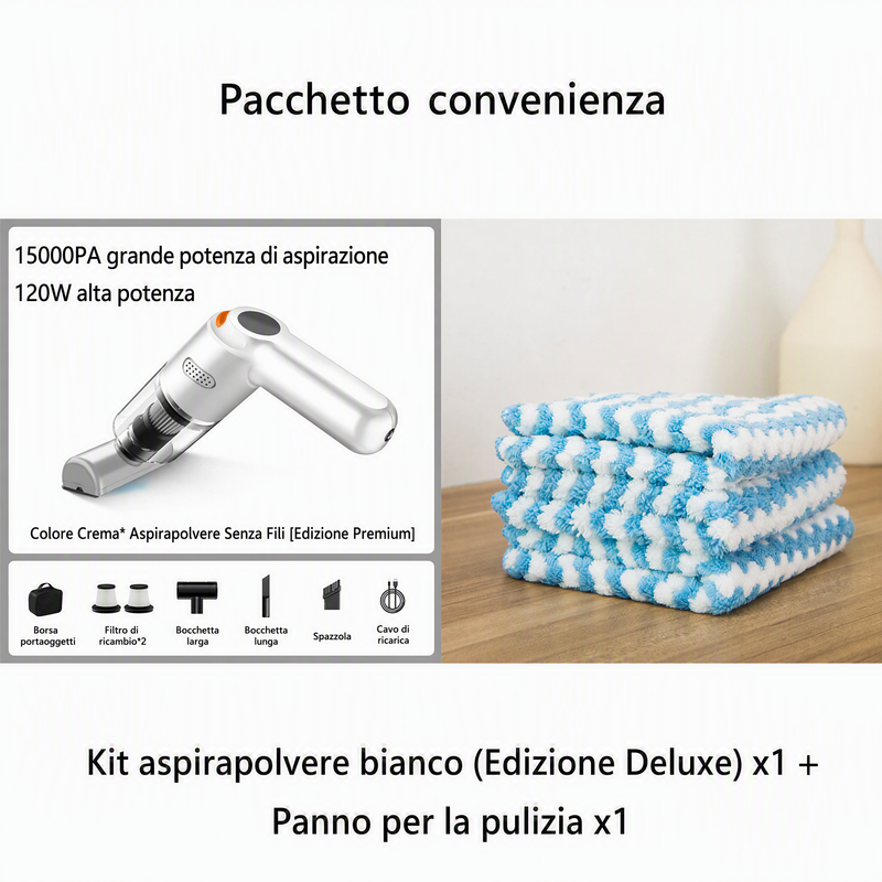 Aspirapolvere portatile senza fili 🚗🏠💨 leggero e senza cavi, con forte aspirazione e filtro lavabile, usa gli ugelli intercambiabili per pulire auto e scrivanie senza sforzo e terminare la pulizia velocemente.