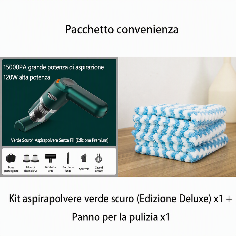 Aspirapolvere portatile senza fili 🚗🏠💨 leggero e senza cavi, con forte aspirazione e filtro lavabile, usa gli ugelli intercambiabili per pulire auto e scrivanie senza sforzo e terminare la pulizia velocemente.