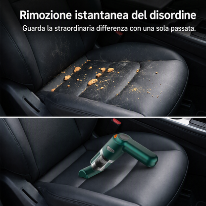 Aspirapolvere portatile senza fili 🚗🏠💨 leggero e senza cavi, con forte aspirazione e filtro lavabile, usa gli ugelli intercambiabili per pulire auto e scrivanie senza sforzo e terminare la pulizia velocemente.